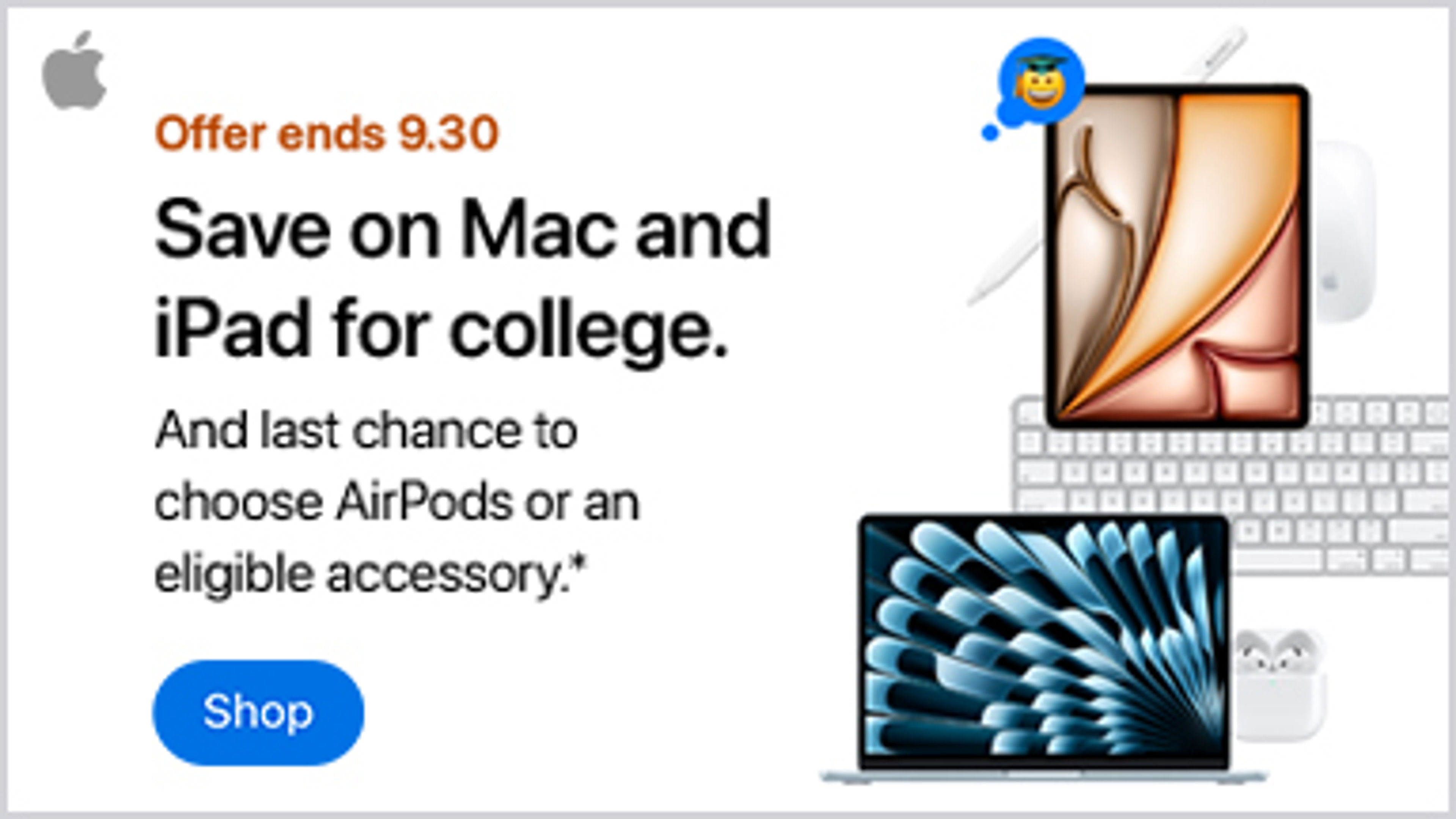 Banner image describing the student offer for Apple Store Online