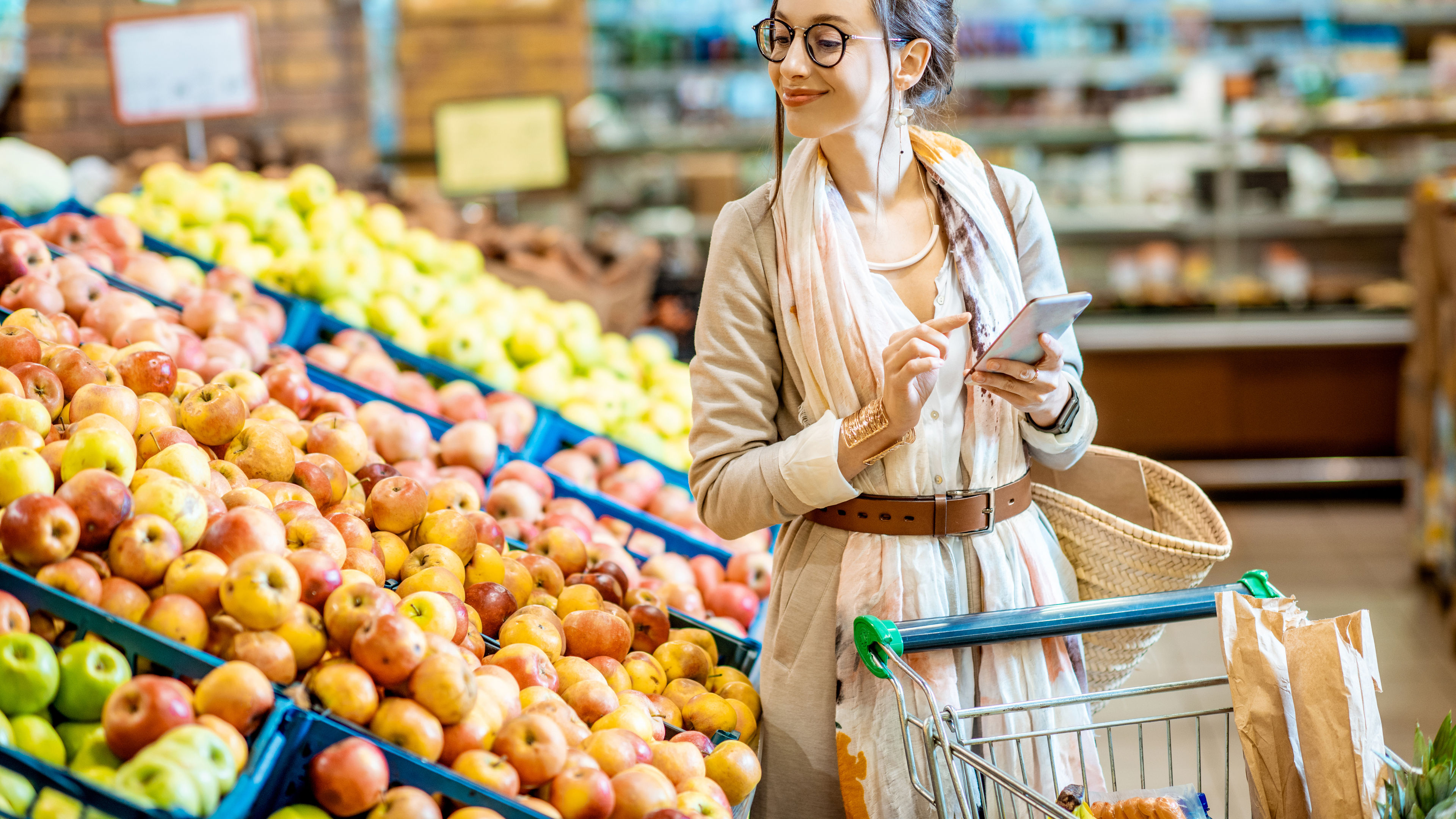 Woman buying food in the supermarket