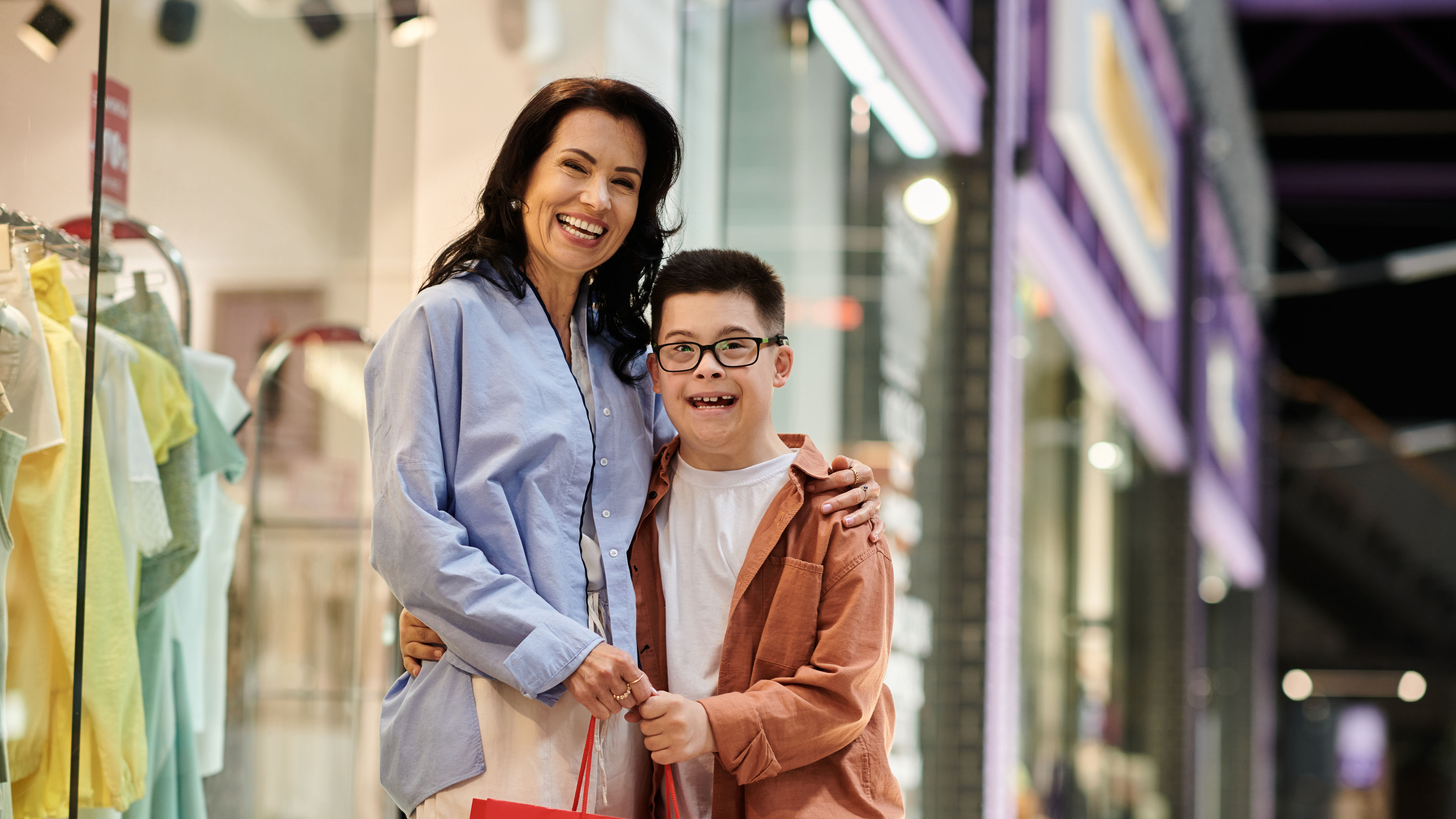 Mother son shopping 