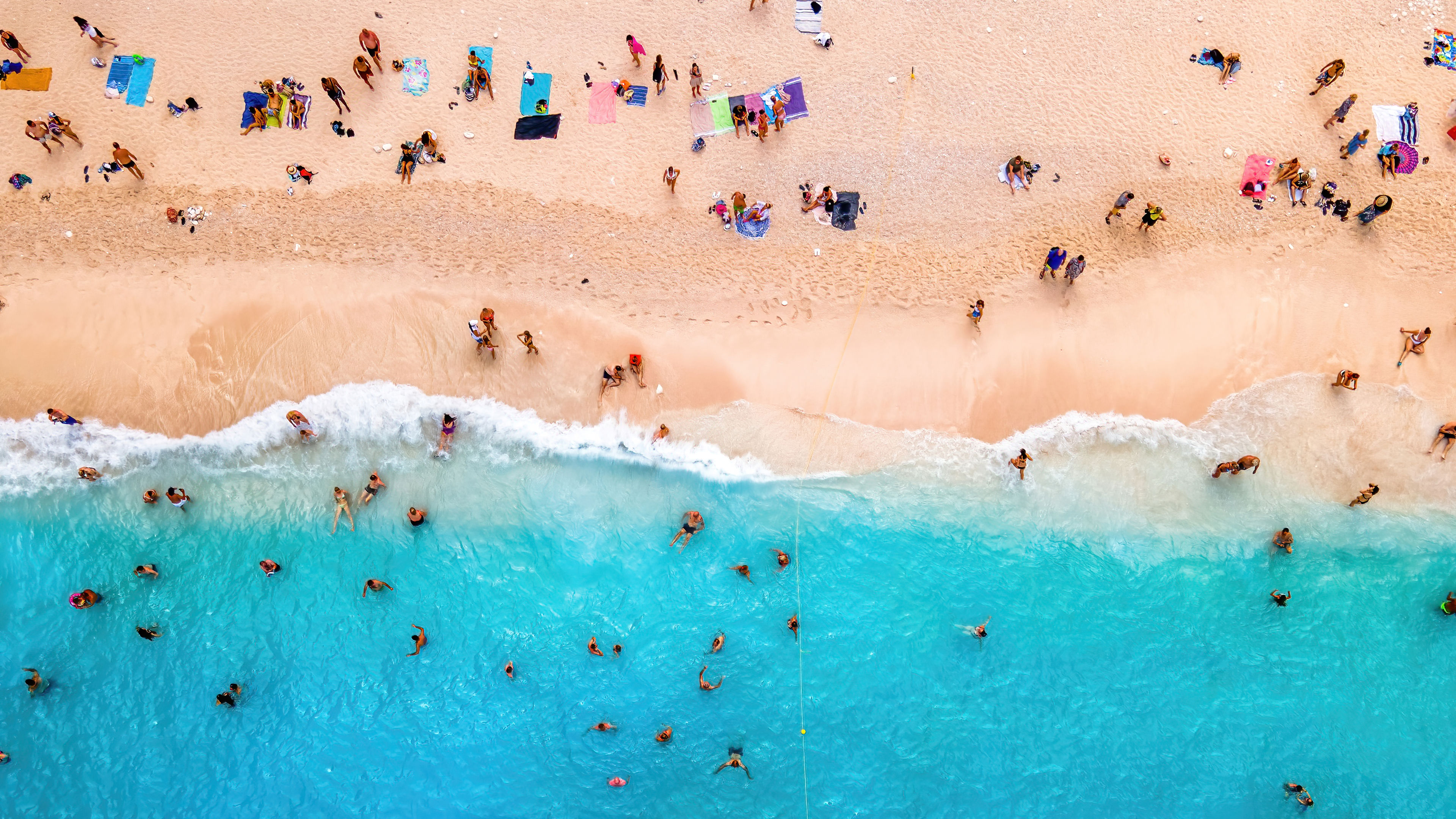 Aerial drone view of the Ionian Sea coast of Zakynthos, Greece