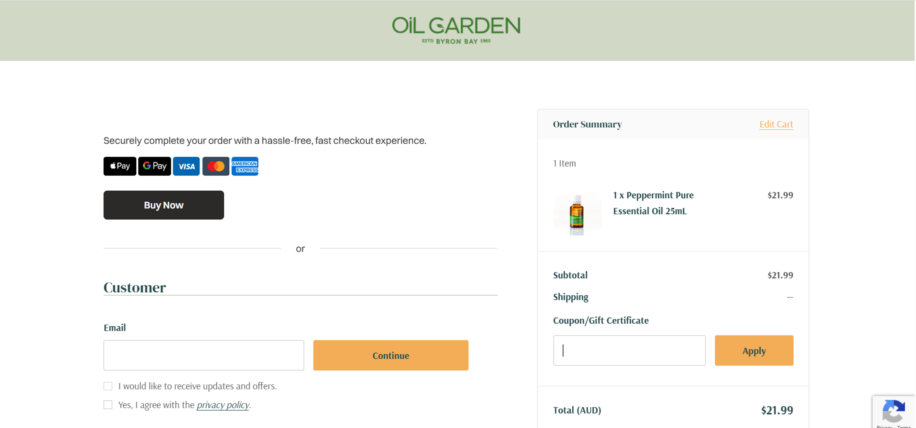 How to use coupon for Oil Garden