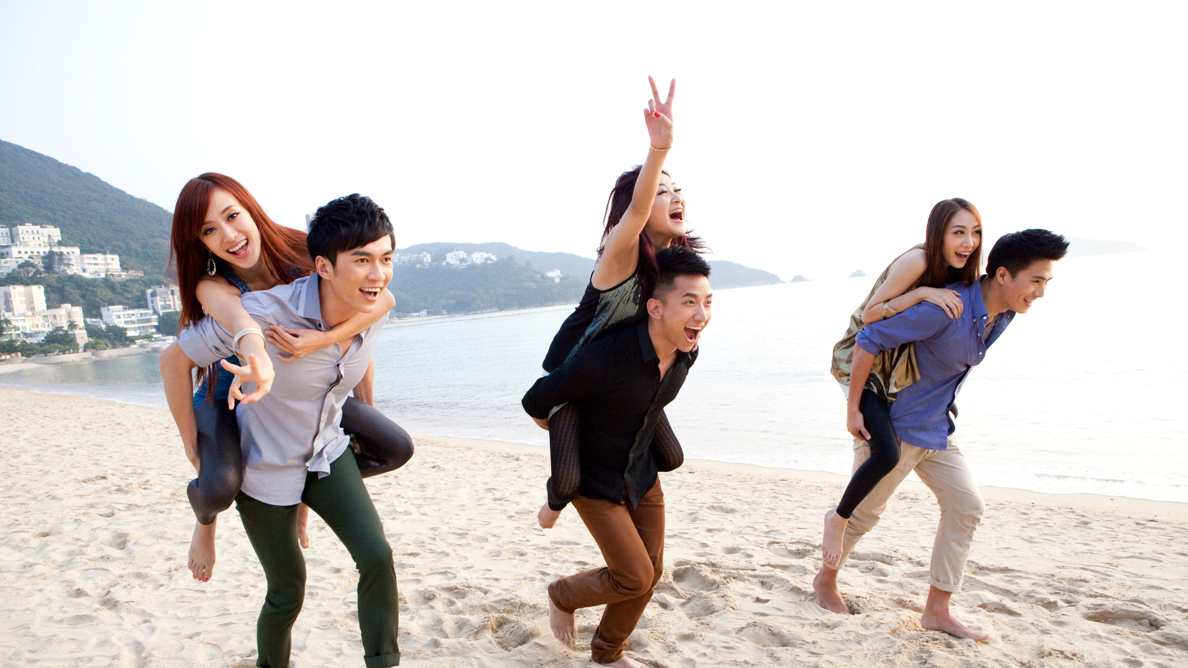 Three couple enjoying their evening in beach 