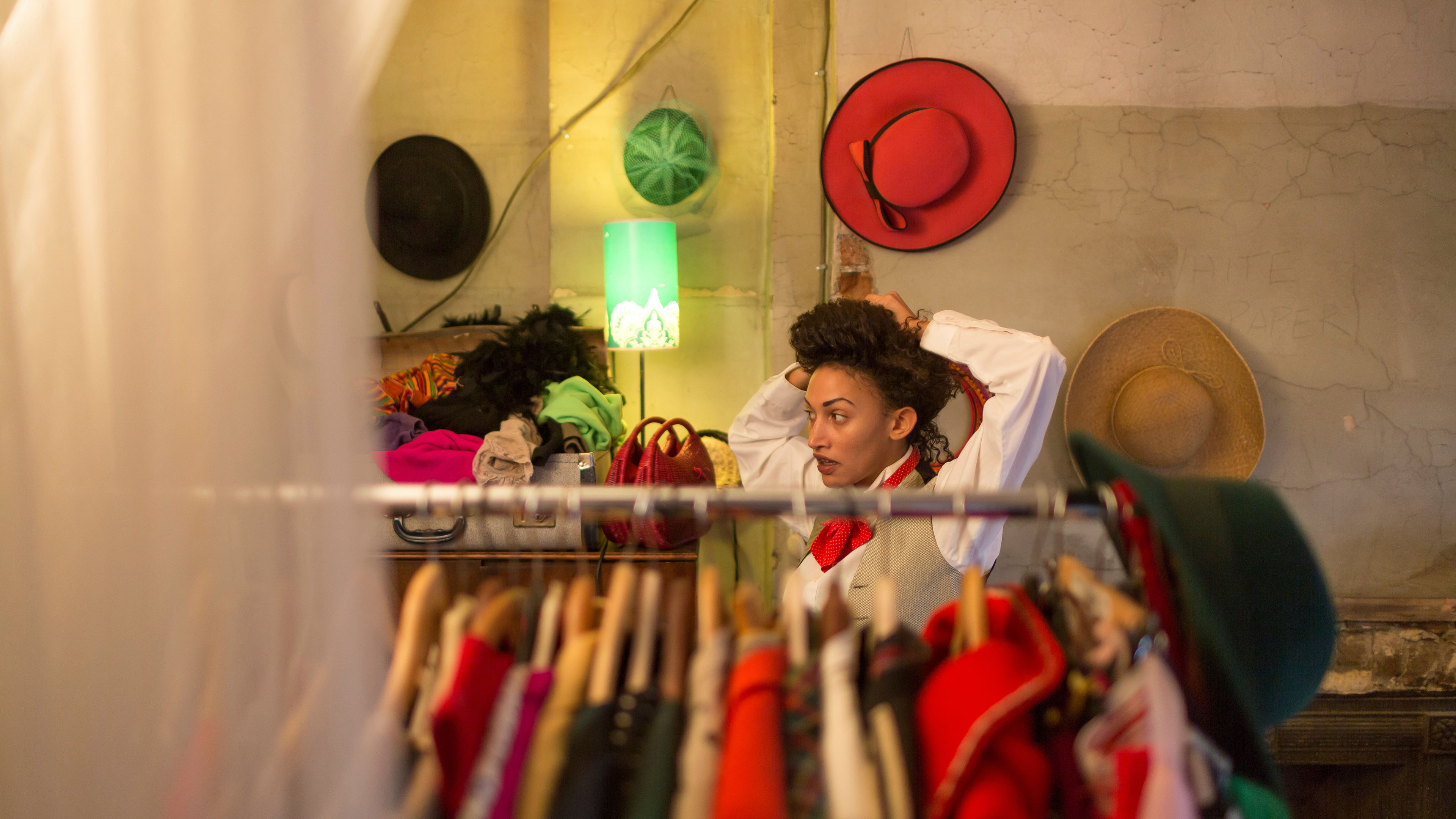 Woman shopping in clothes shop 

 