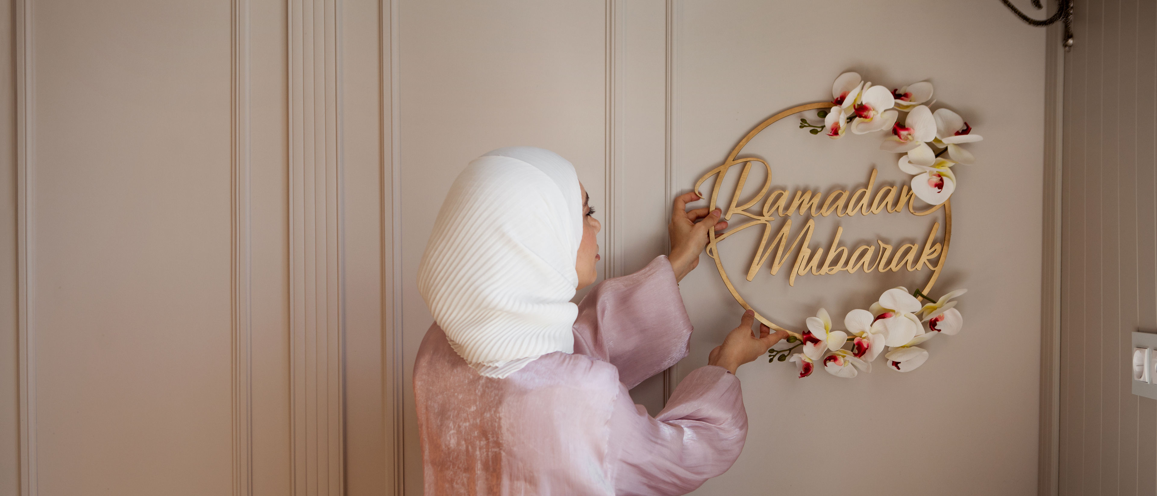 woman decorates house