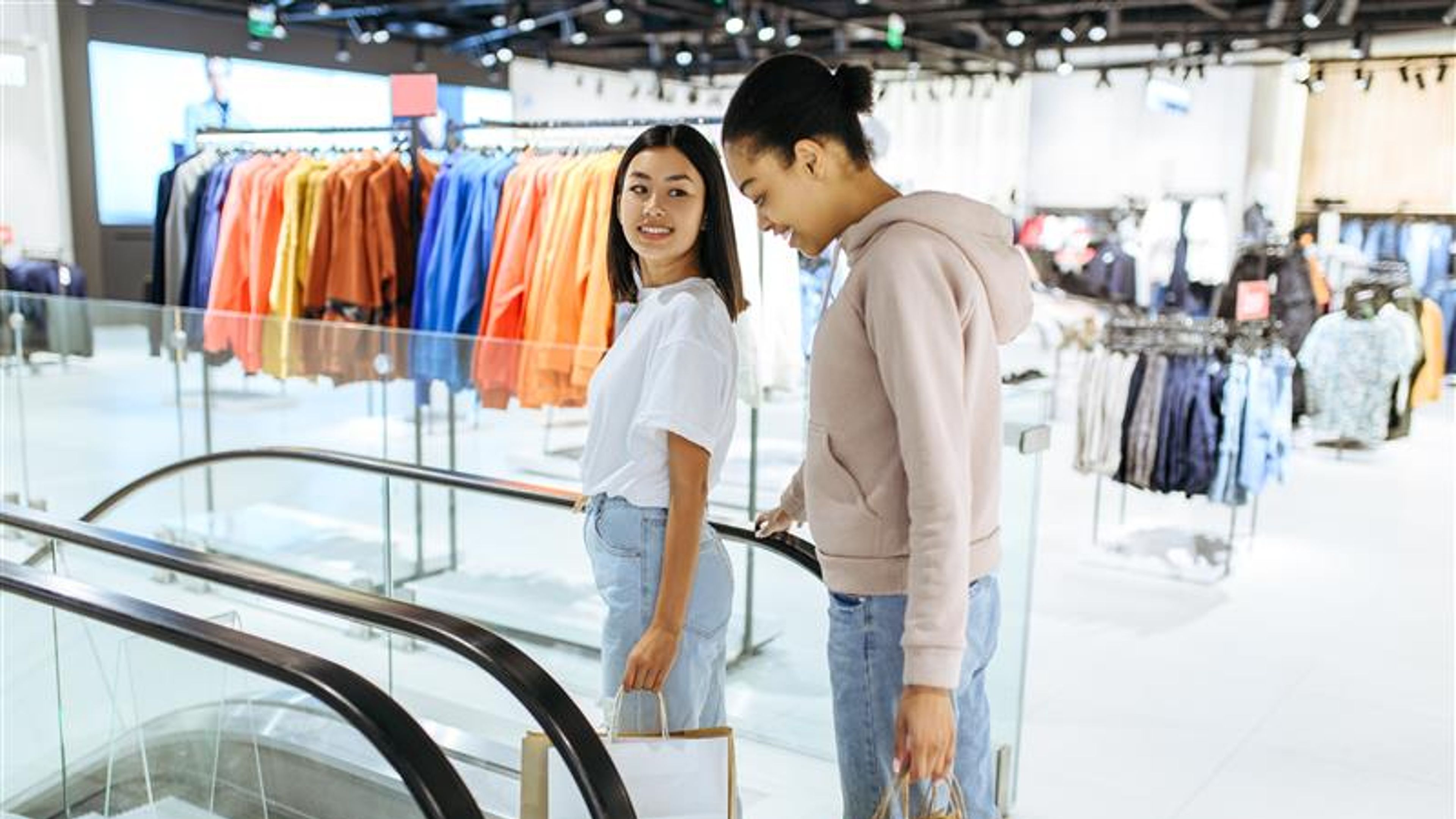Asian girls in fashion store