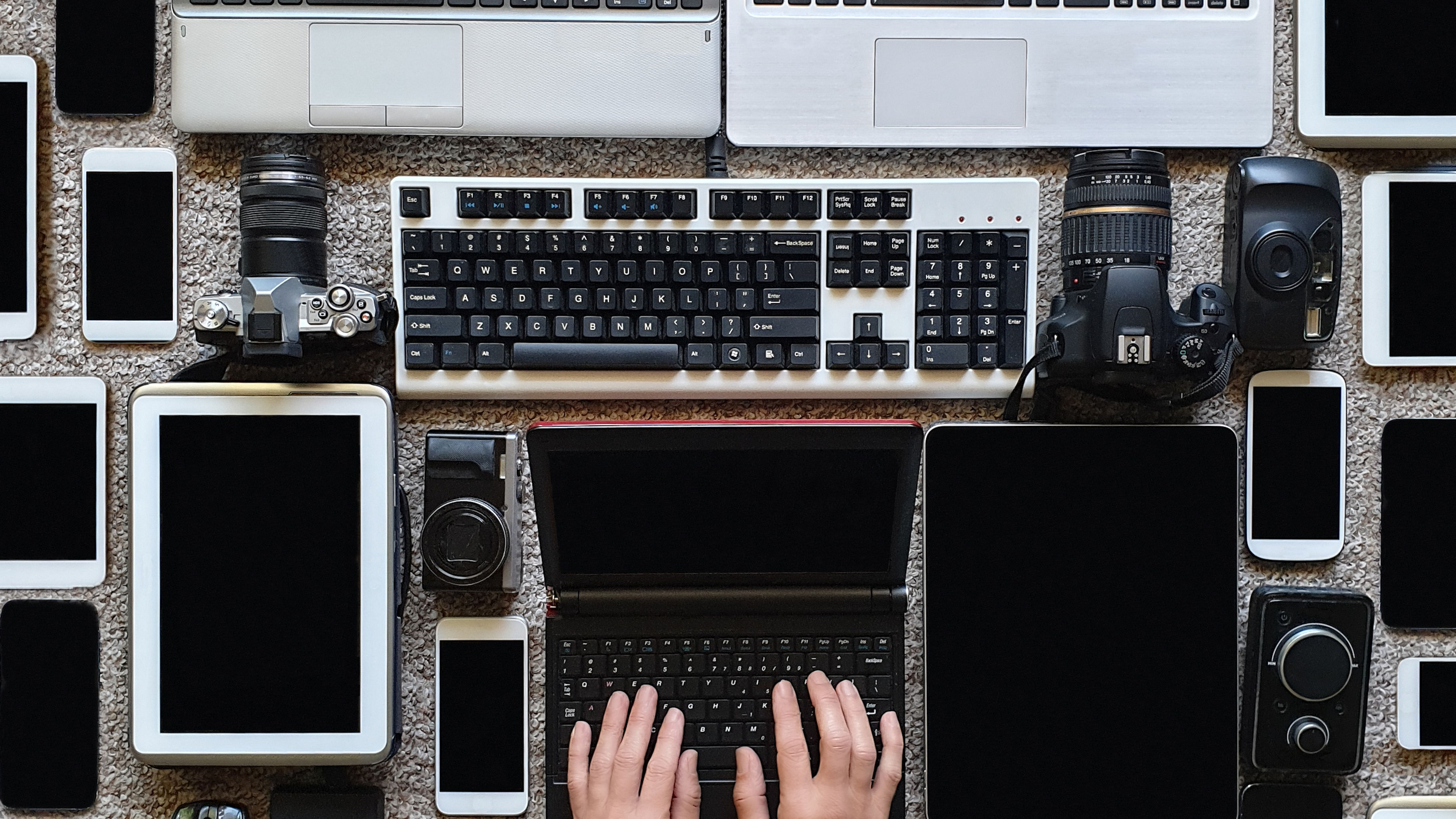 Image of Gadgets laid on a table 
