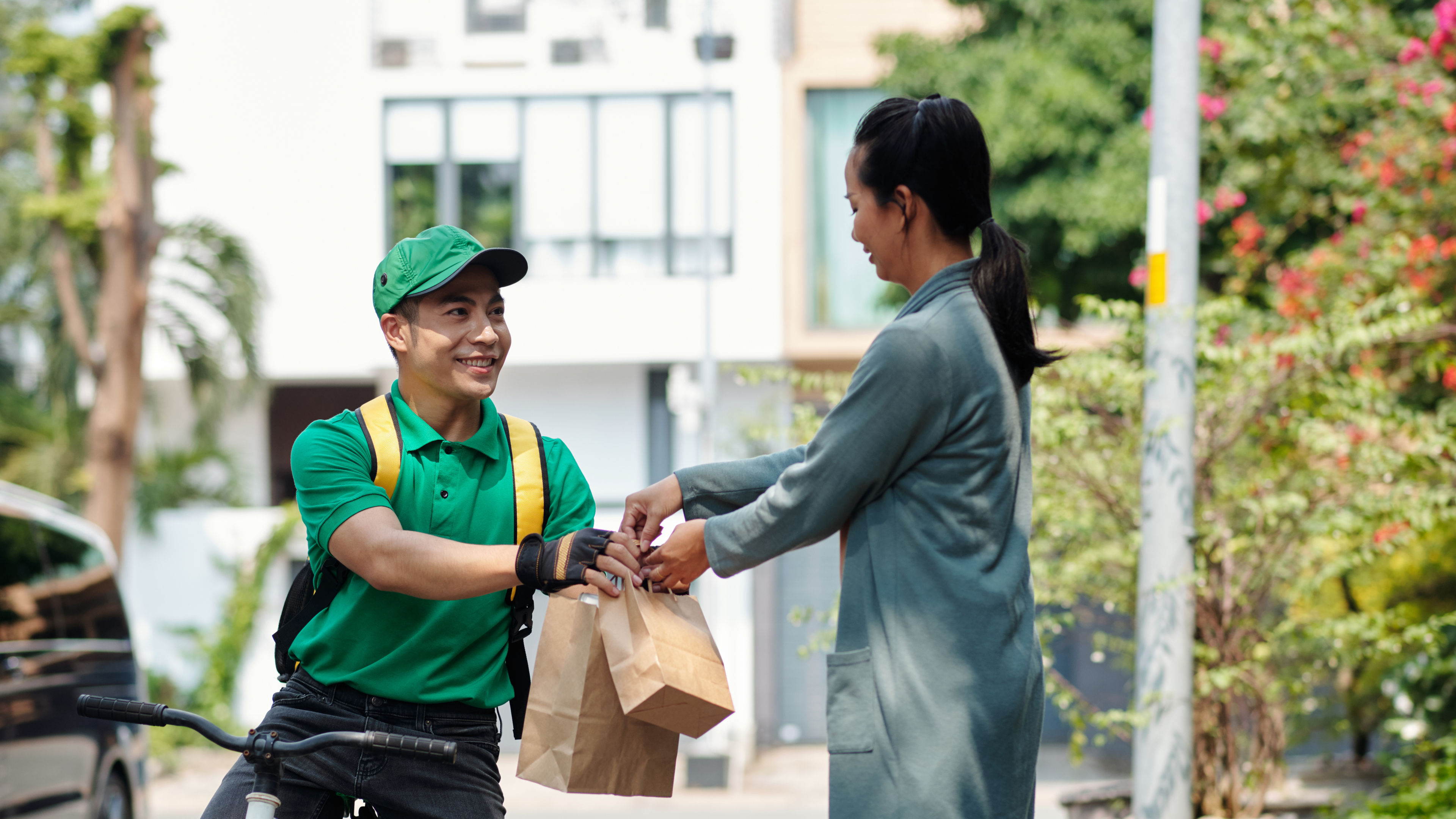 Courier Delivering Packages 