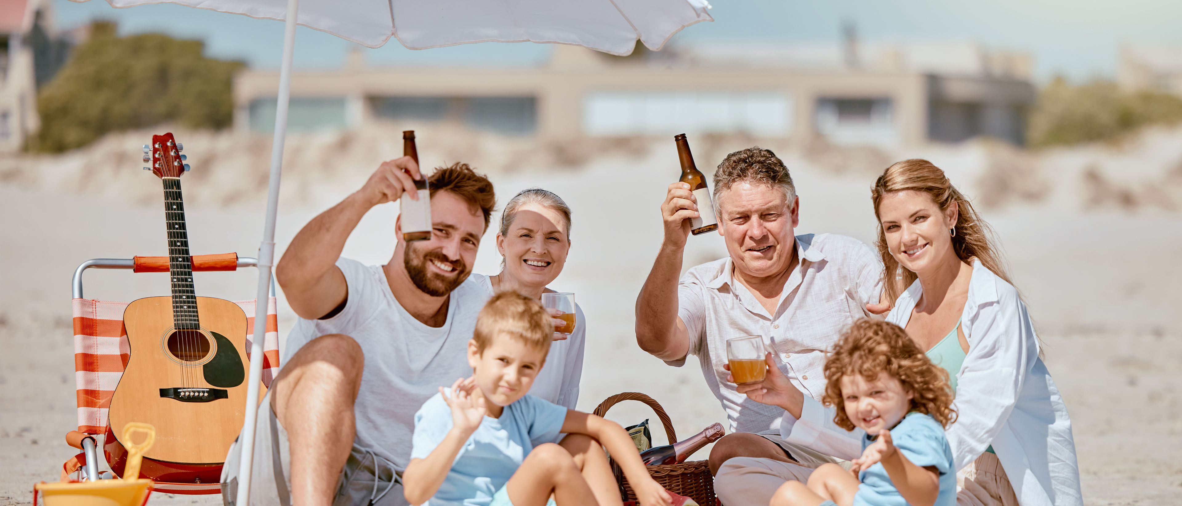 Family at a beach side