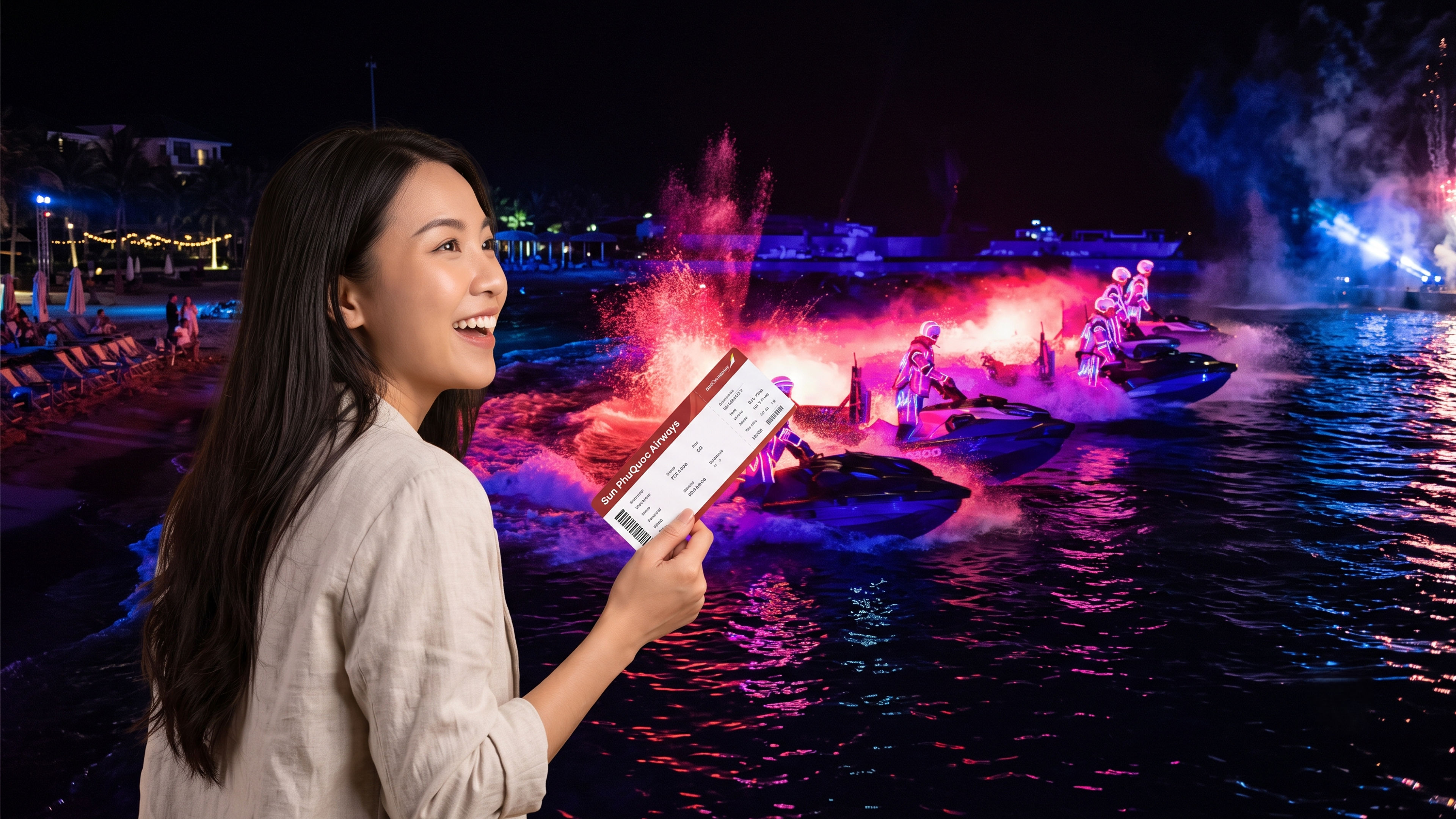 Asian woman with boarding pass