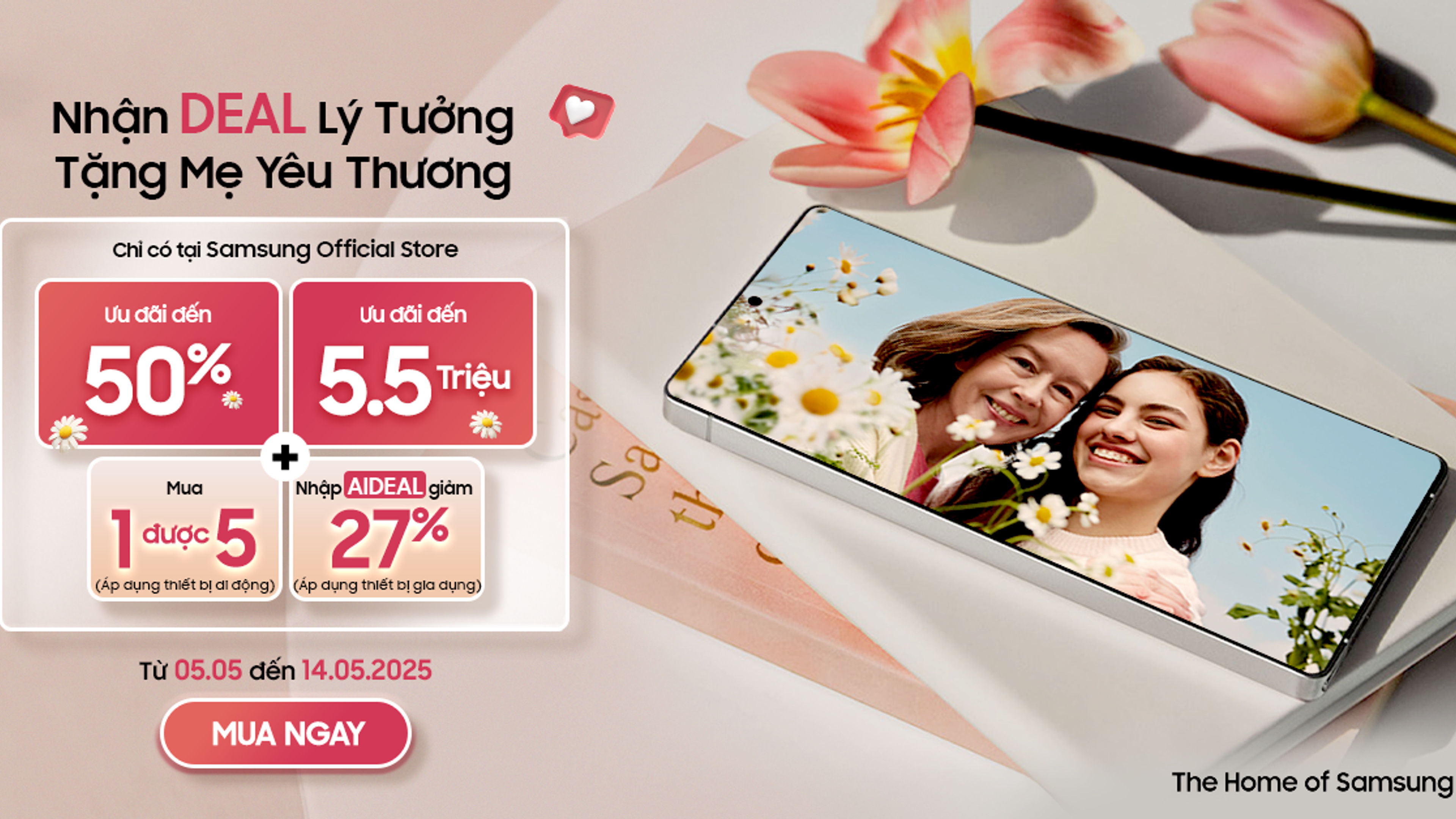 A banner image of Samsung Mothers day offer.