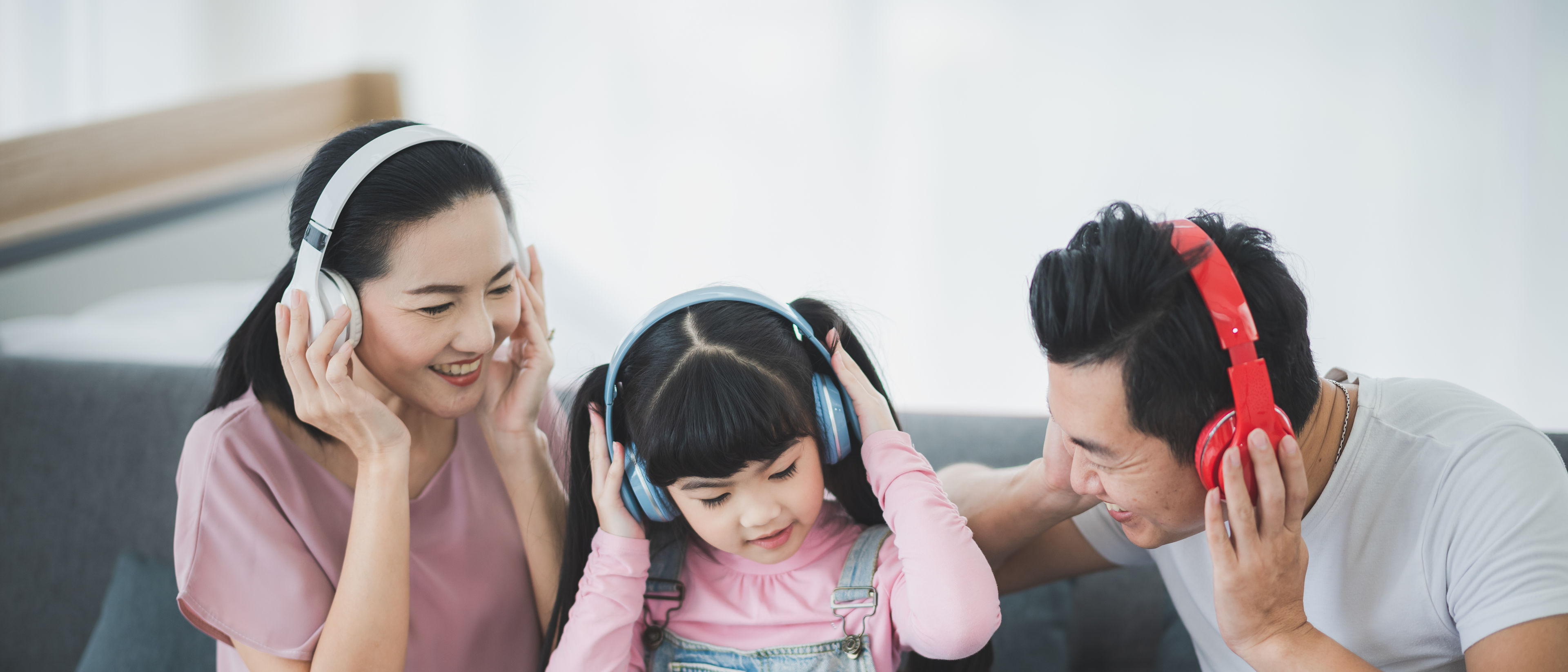 Family listening music with wireless microphone