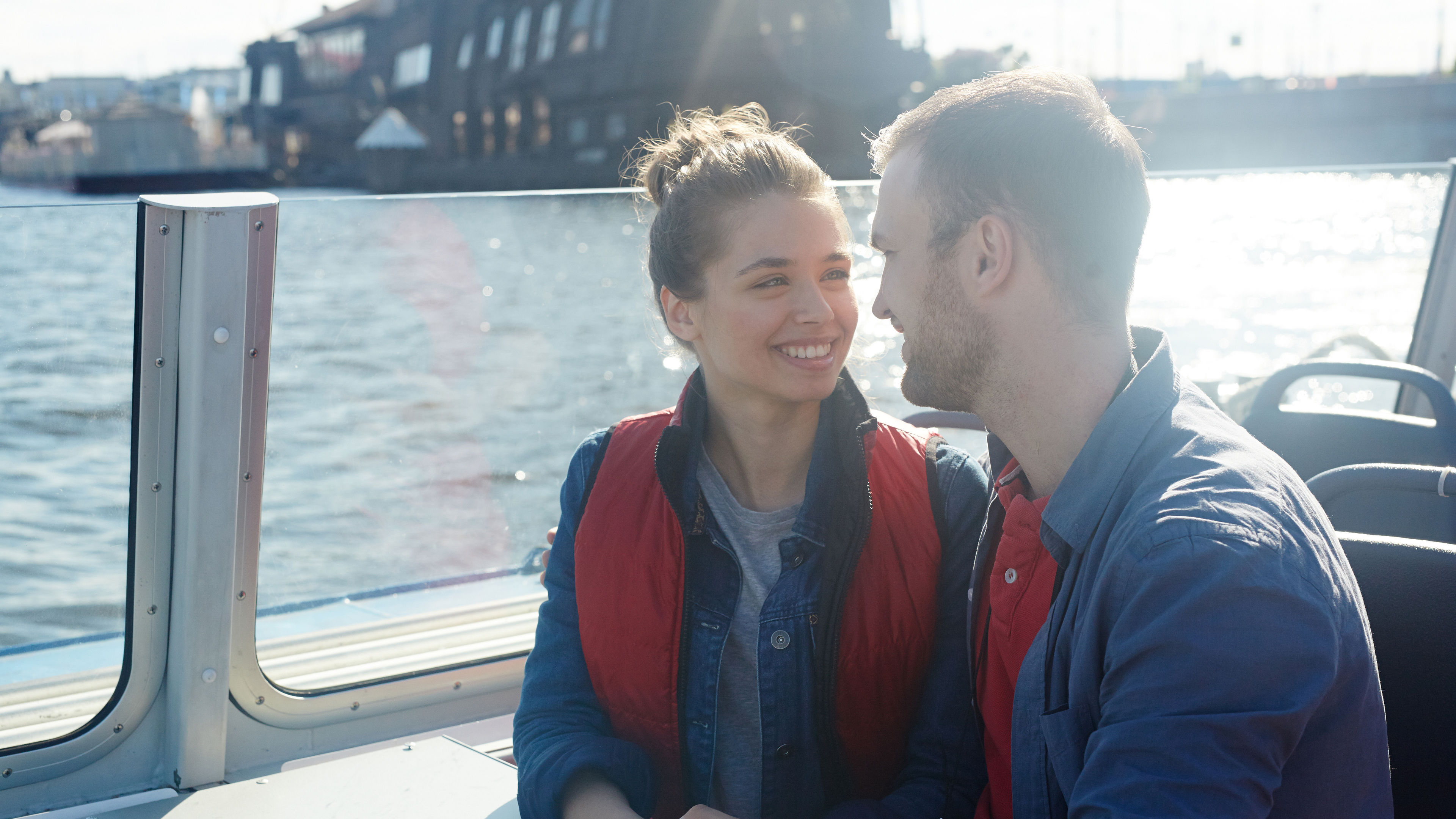 A couple on a ship 