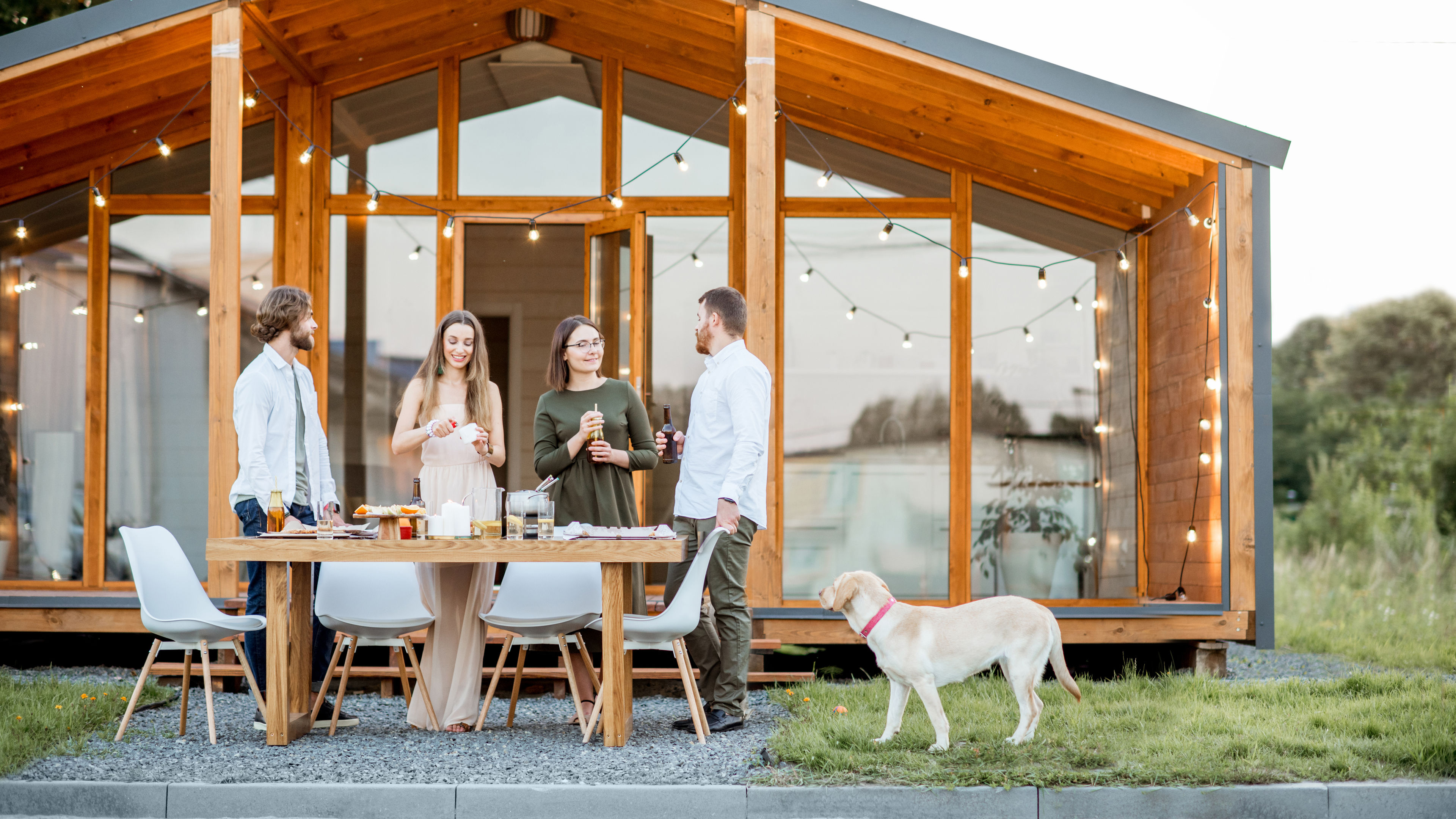  A group of friends enjoying in a cottage 