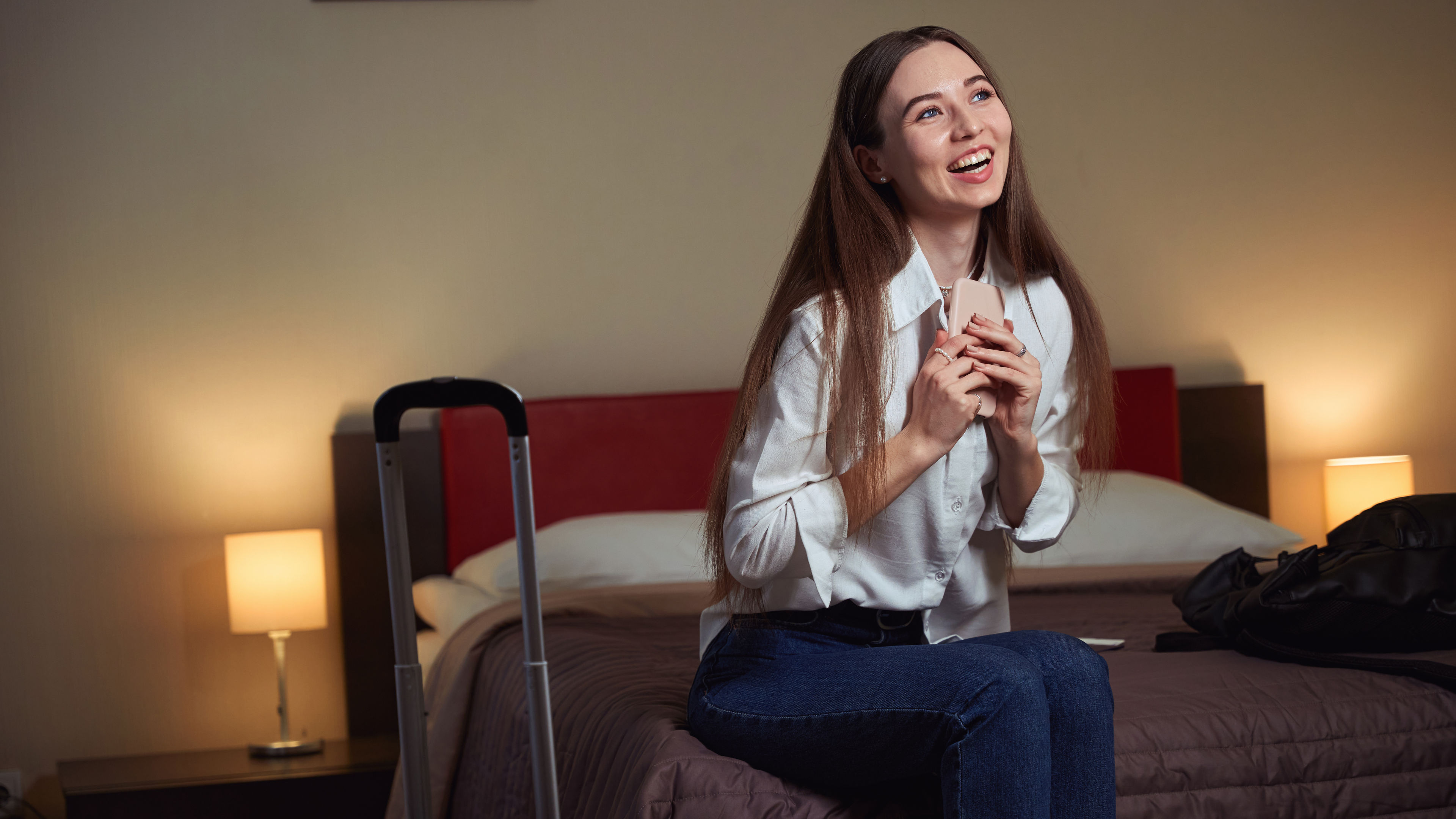 A woman in a hotel