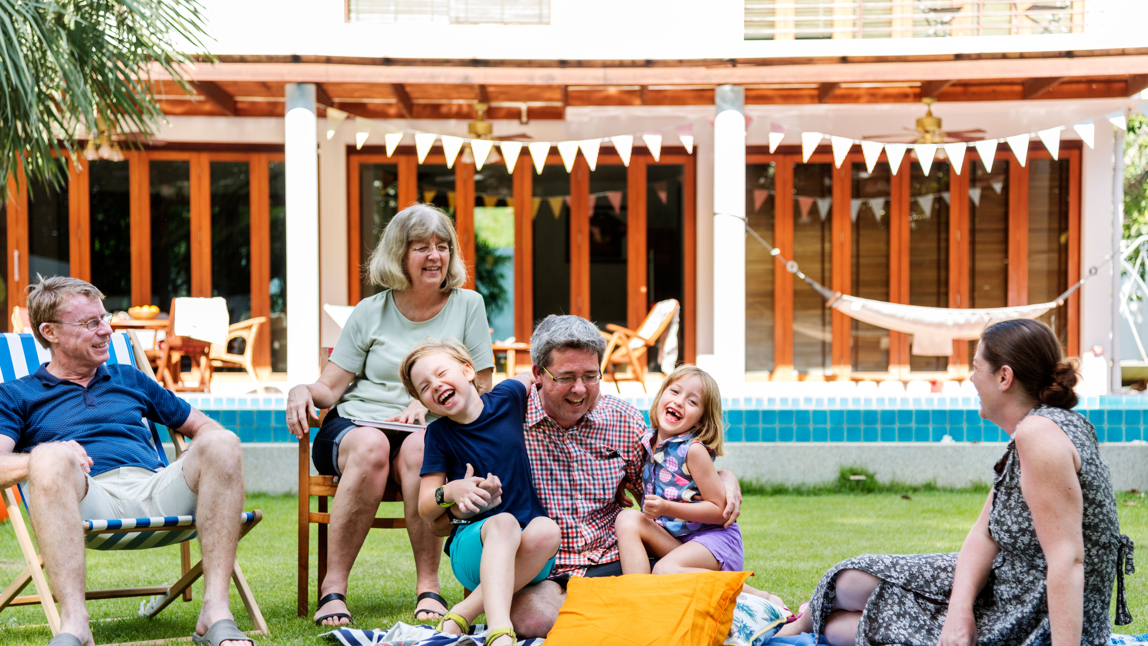 Family enjoying summer together