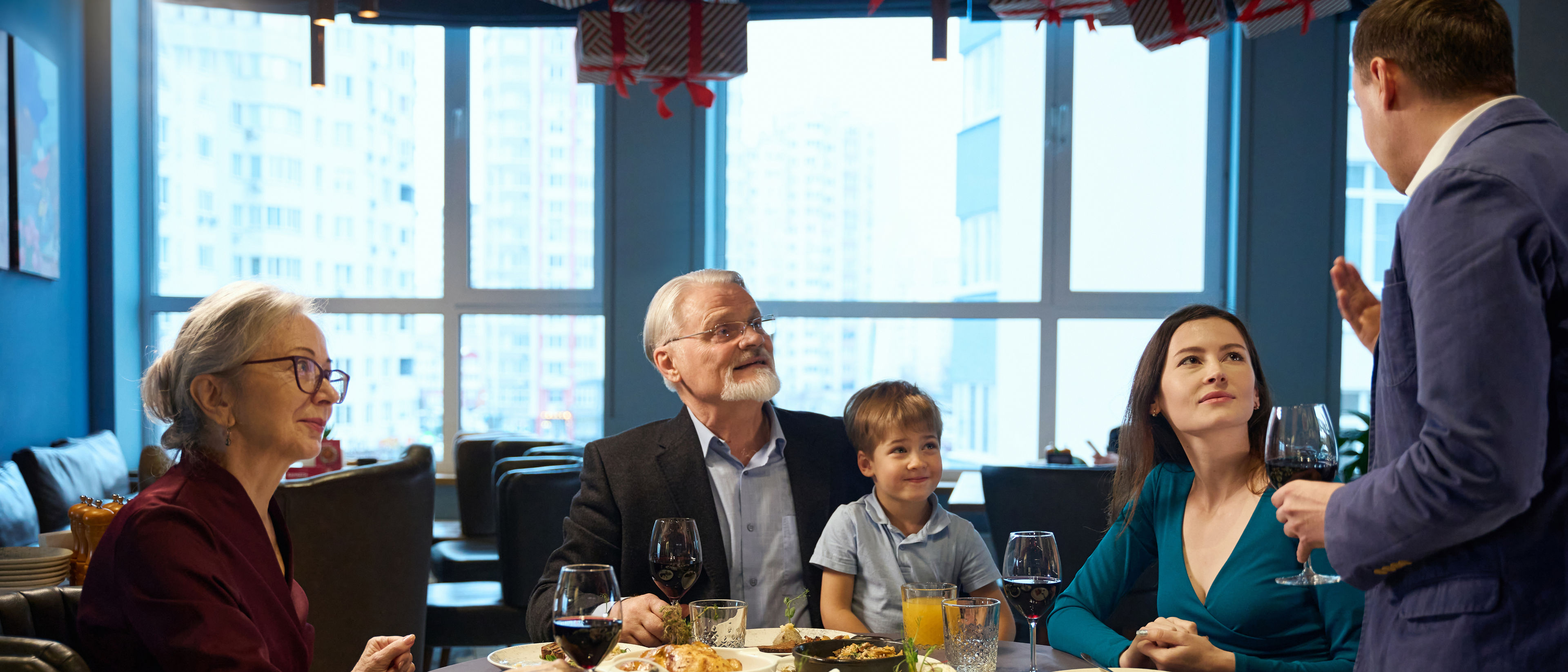 family having food together