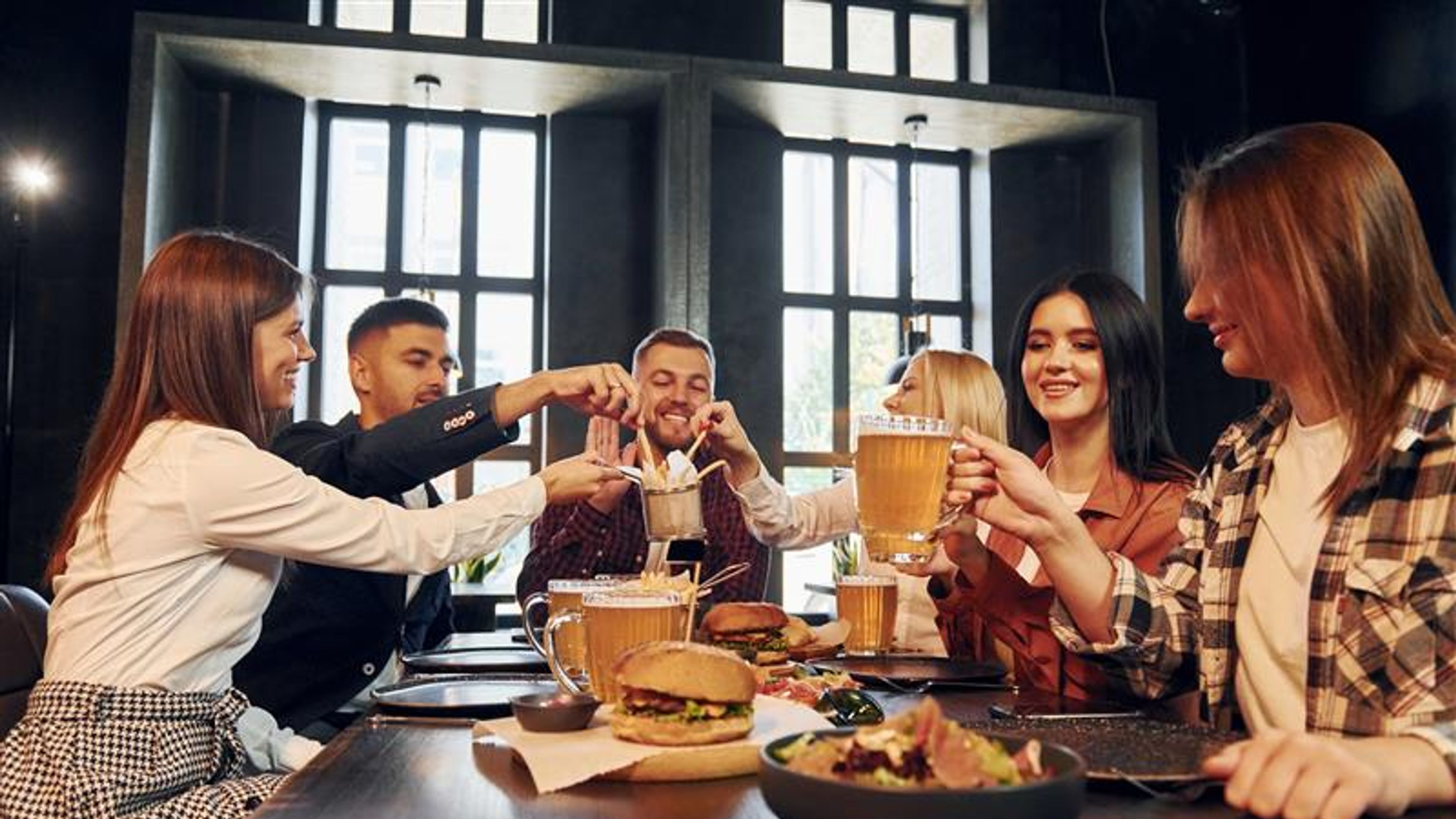 Group of friends enjoying drinks 