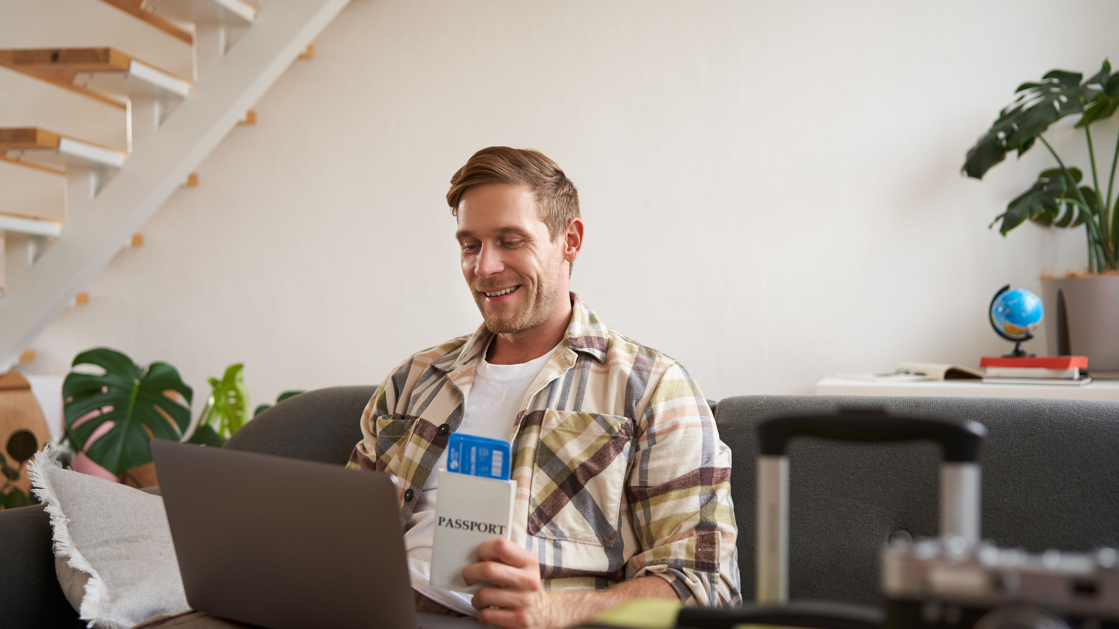 Man booking a trip online 